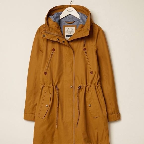 FatFace Women's Mustard Waterproof Long Jacket - Picture 2 of 15